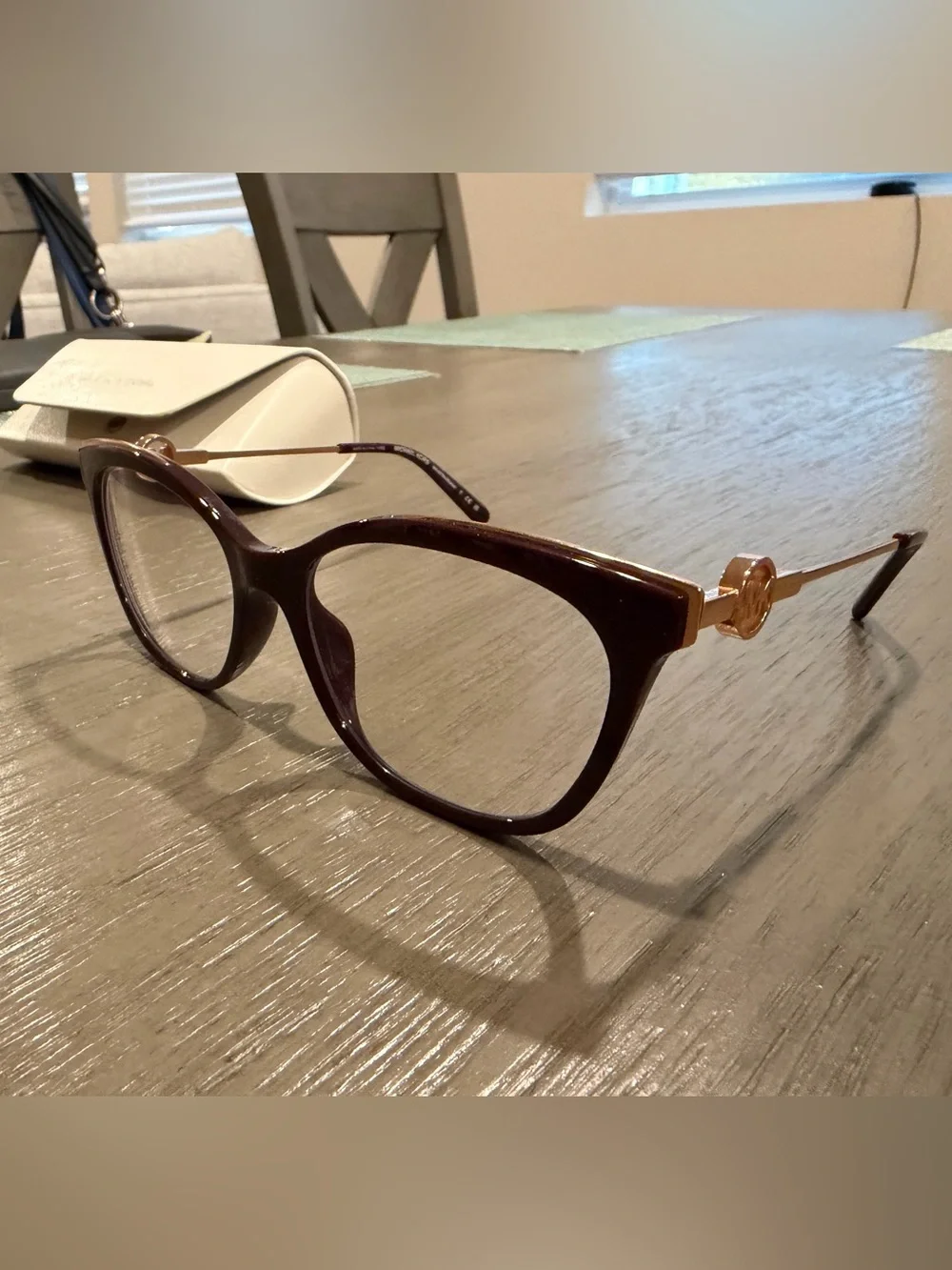 Michael Kors Women's Plum Cat-Eye Glasses frames with Gold Temples